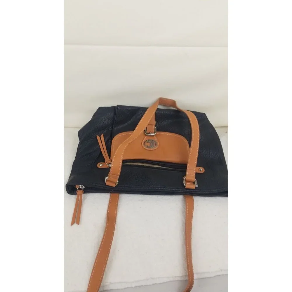 Carryland Black Beige Women’s Tote Satchel Handbag Shoulder Bag Purse multi pckt